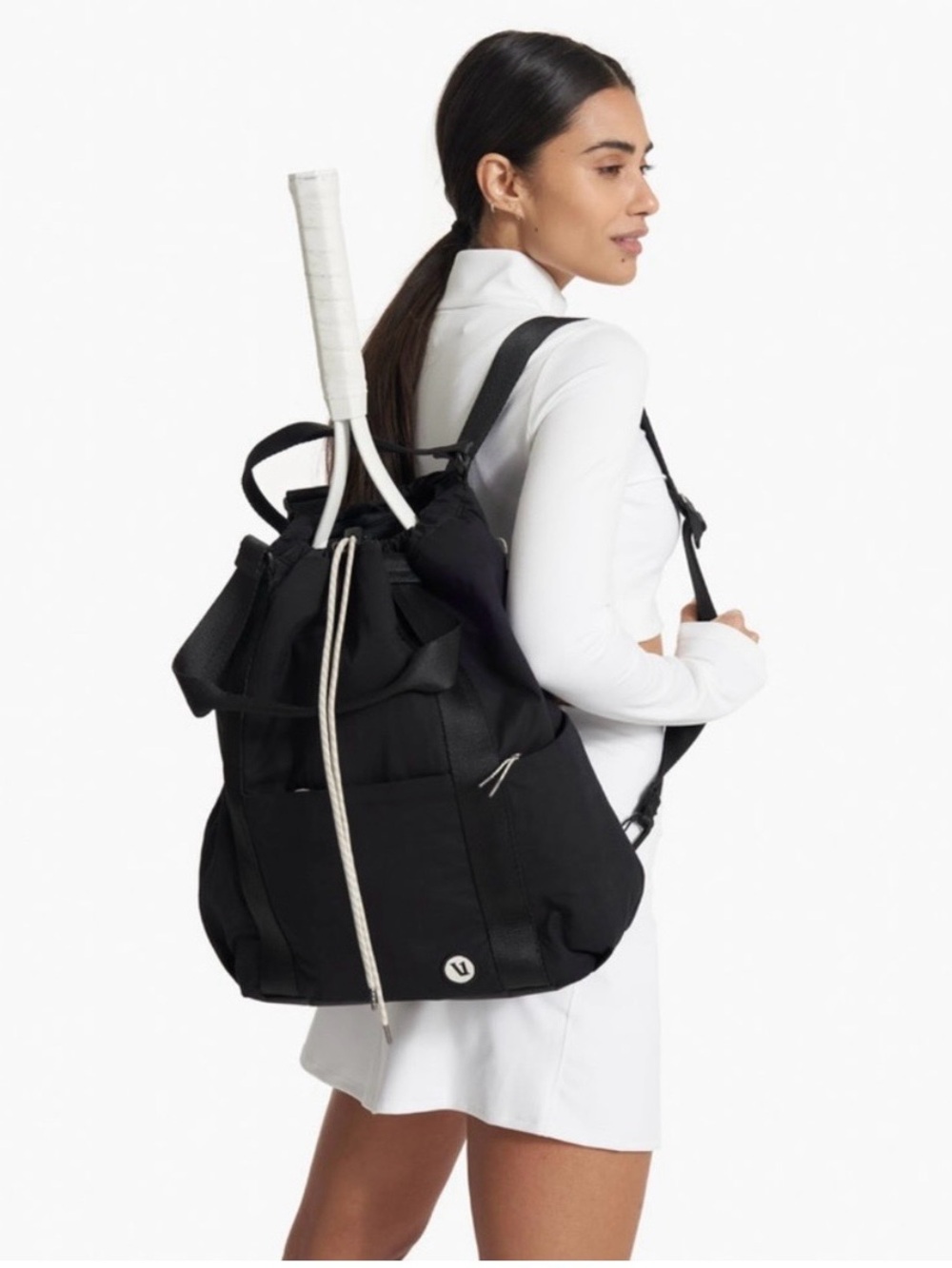 Vuori V1 Convertible Black Drawstring Tote Backpack
